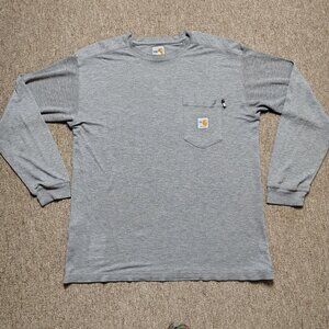 CARHARTT FR Long Sleeve Shirt Men L Gray Crew Neck Pocket Acrylic Blend Workwear